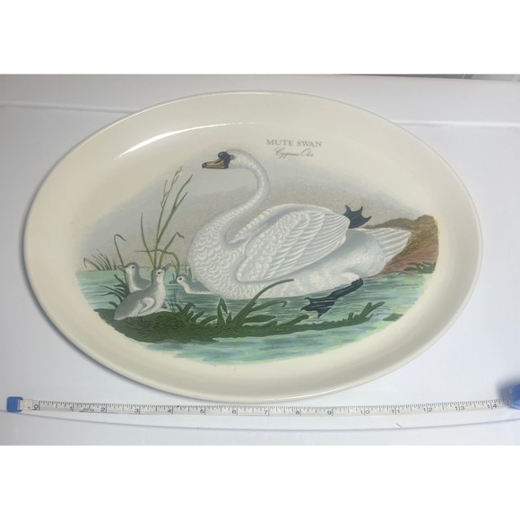 Portmeirion Mute Swan Cygnus Olor Botanic Garden Oval Serving Plate - Picture 1 of 3